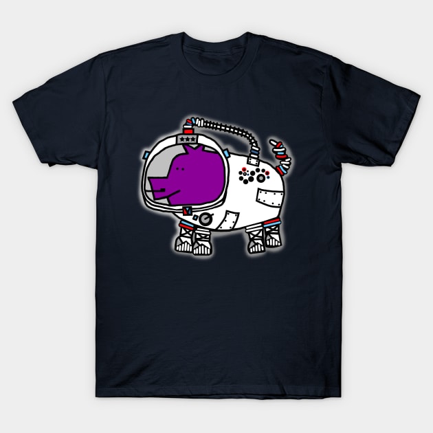 Purple Pig in Space T-Shirt by ellenhenryart